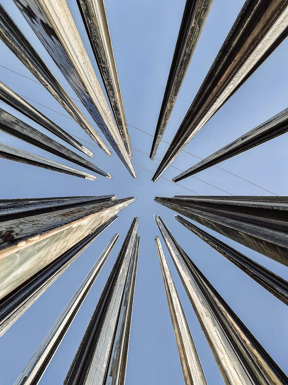 View from below – rails against the sky